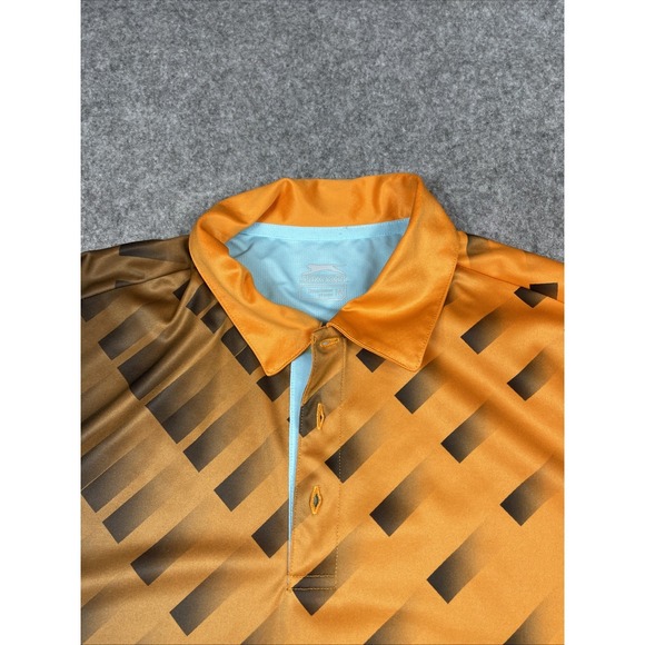 Slazenger Golf Polo Shirt Men Medium Orange Geometric Lightweight Casual Classic - Picture 6 of 10